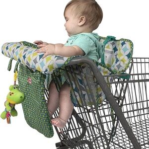 Colorful Unisex  Comfort Shopping Cart Cover for Kids - Green and White